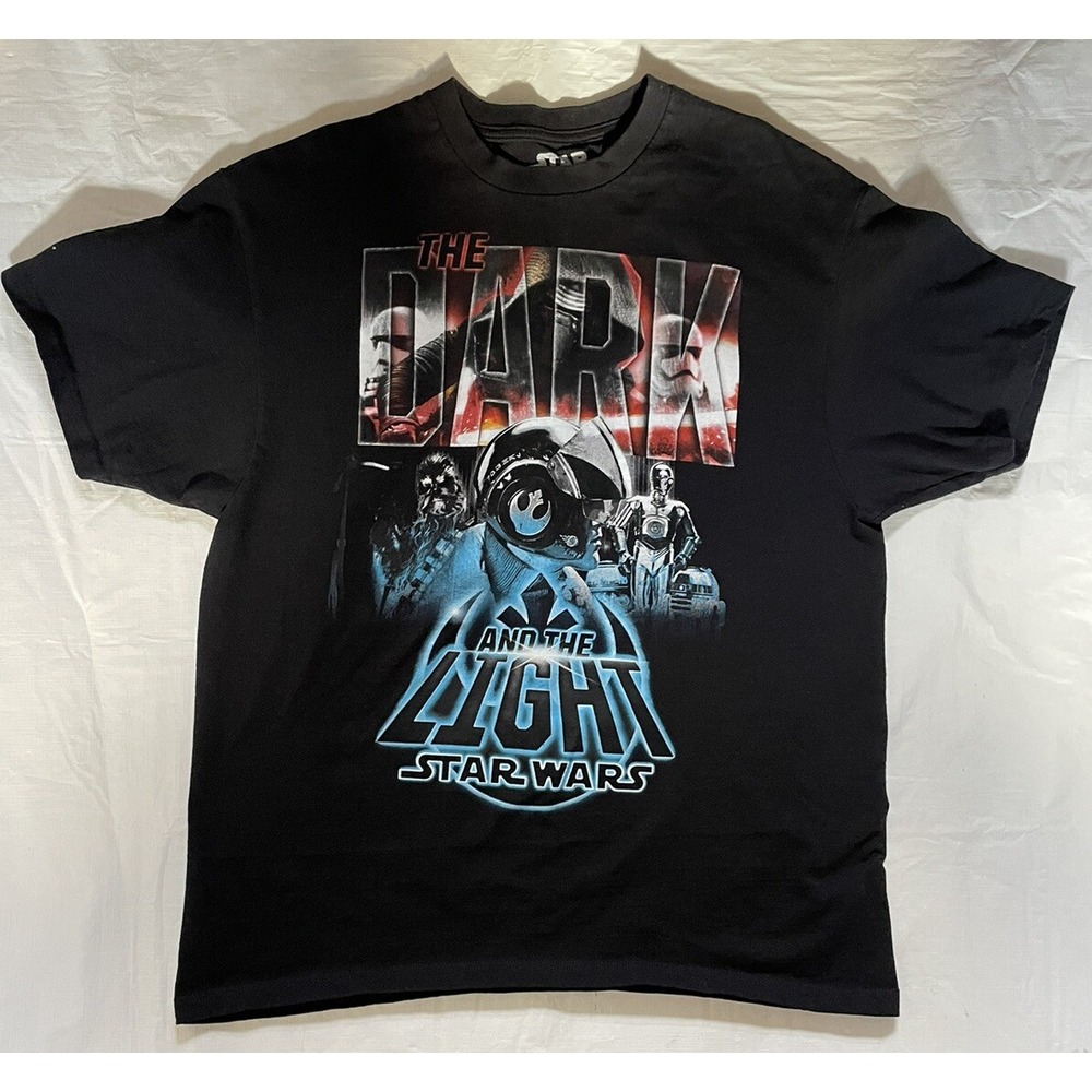 Star Wars Tee The‎ Dark and The Light Black Crew Neck Graphic T-shirt Size XL